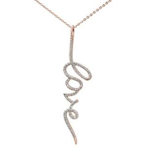 .20ct 14kt rose gold diamond "love" script pendant